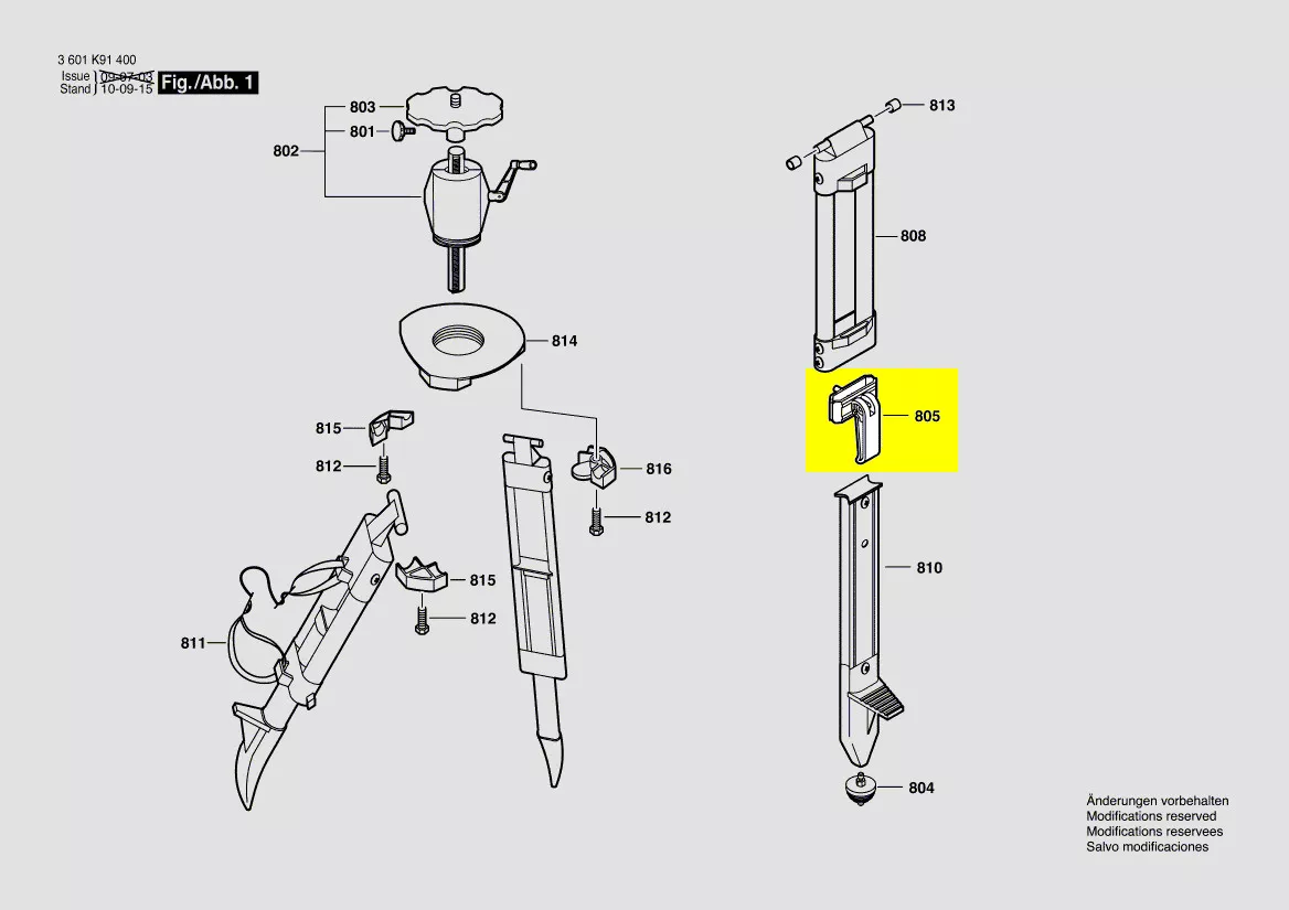 pince réglage hauteur pour trépied BT 300 HD Bosch réf. 1 600 A00 093